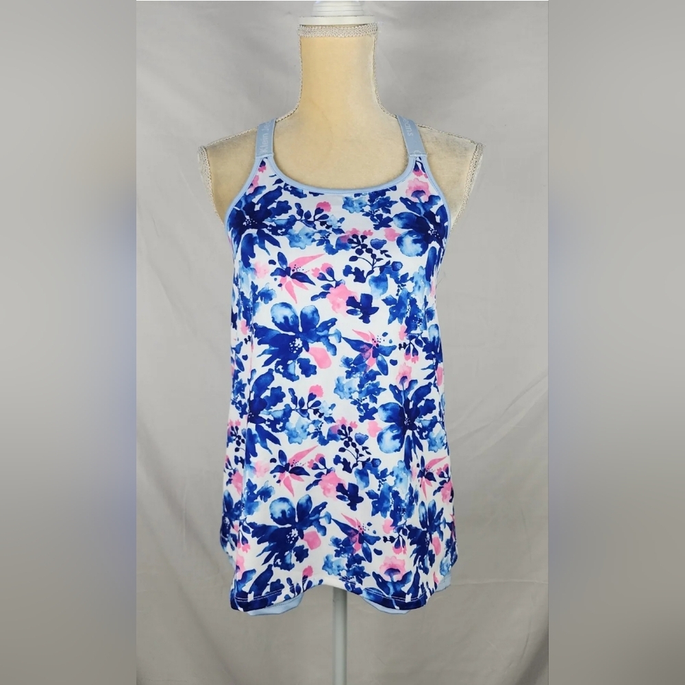 Calvin Klein Women's sz XL 2 Layer Floral Athletic Swim Tankini Hiking Sporty